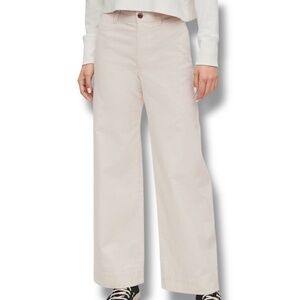 GAP Cotton High Rise Stride Ankle Wide Leg Chino Beige Pants US Sz 18